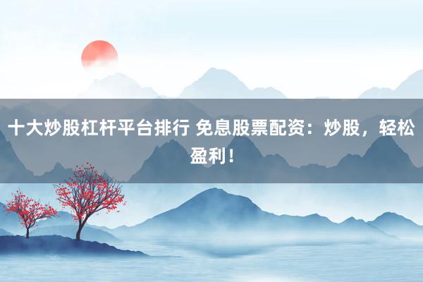 十大炒股杠杆平台排行 免息股票配资：炒股，轻松盈利！