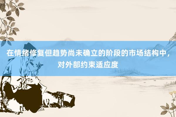 在情绪修复但趋势尚未确立的阶段的市场结构中，对外部约束适应度