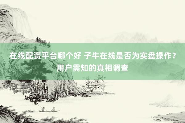在线配资平台哪个好 子牛在线是否为实盘操作？用户需知的真相调查
