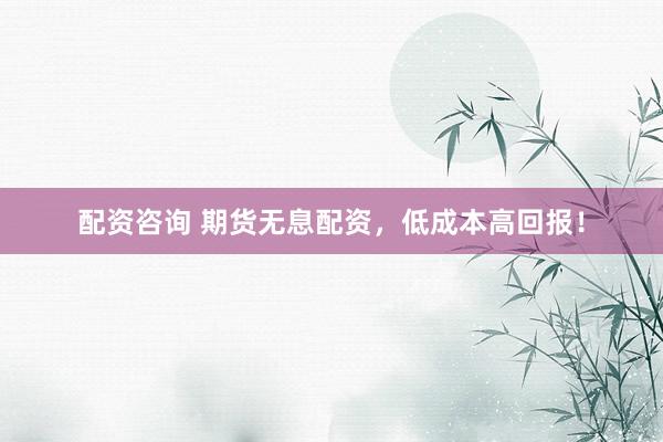 配资咨询 期货无息配资，低成本高回报！