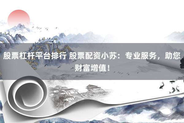 股票杠杆平台排行 股票配资小苏:专业服务,助您财富增值!