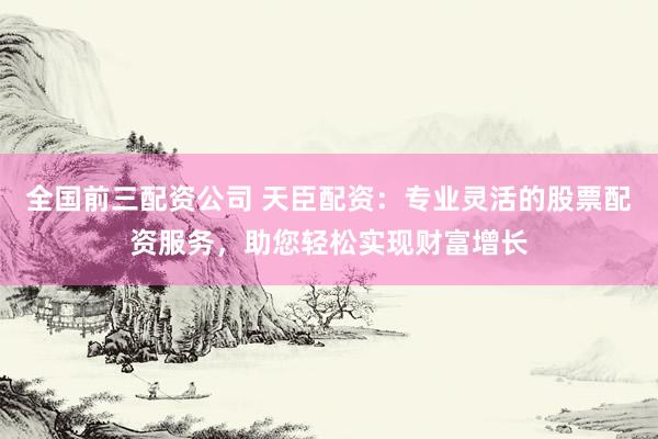 全国前三配资公司 天臣配资：专业灵活的股票配资服务，助您轻松实现财富增长